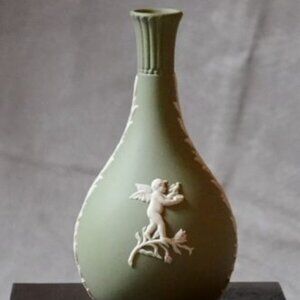 Vintage - Green Wedgwood - Jasperware - Cupid - Bud Vase - Made in England